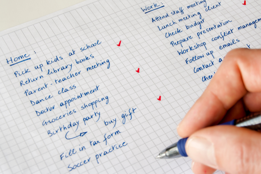 to do list written on piece of paper